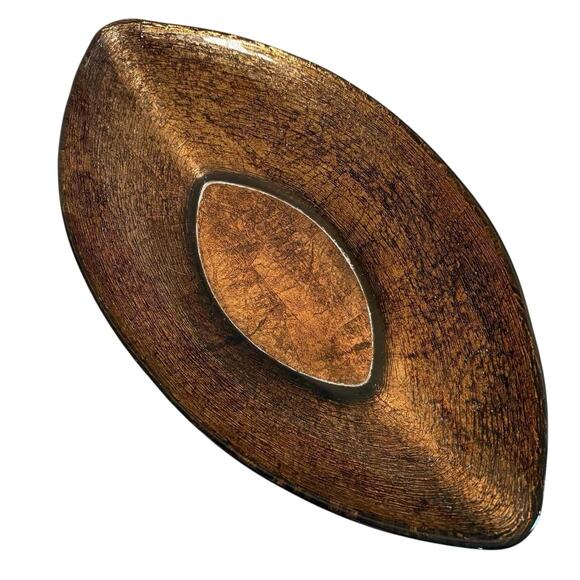 Bombay Company Oval Decorative Bowl Bronze Copper Textured Finish Centerpiece - Picture 4 of 8